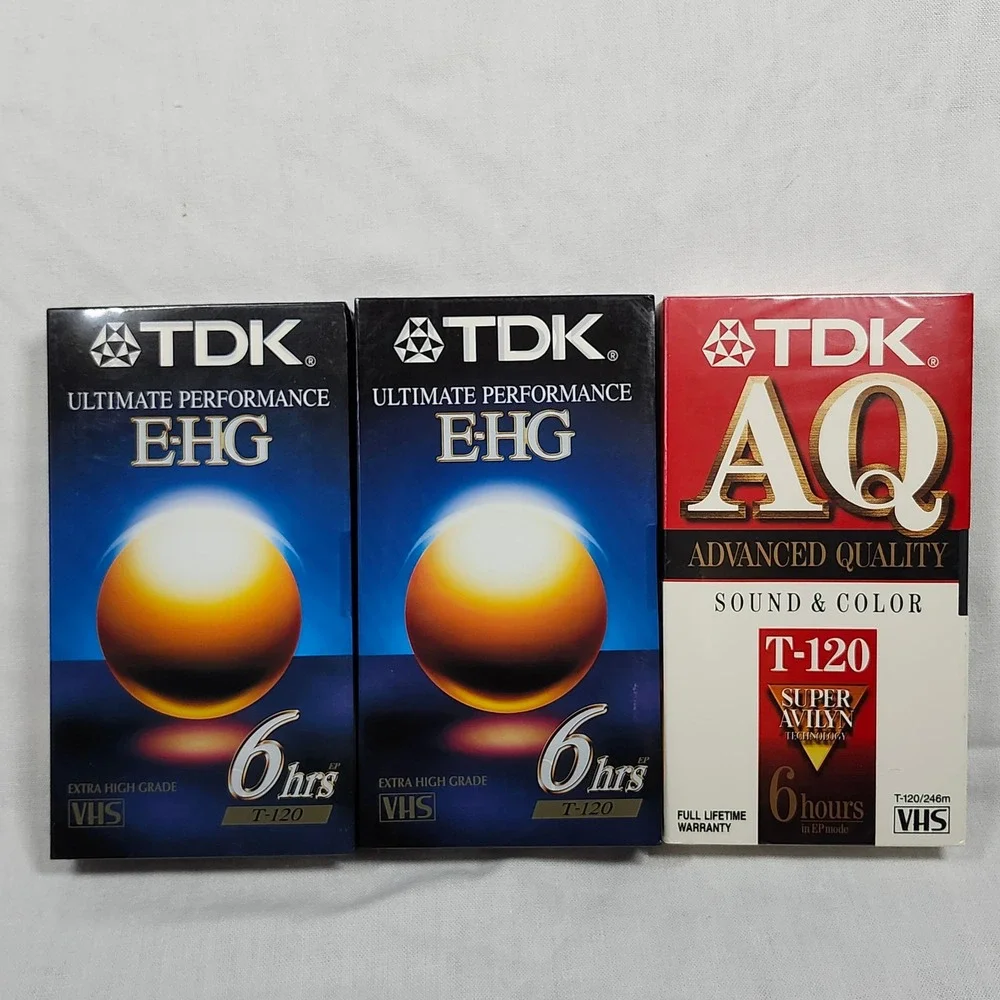 TDK VHS T 120‎ AQ EHG Ultimate Performance Blank Recording Tapes Lot Of 3